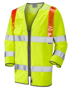 Leo Taddiport Orange Brace ¾ Sleeved Waistcoat Yellow High Visibility